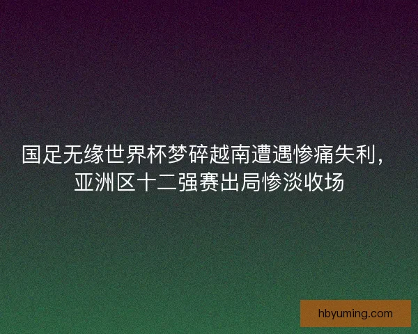 国足无缘世界杯梦碎越南遭遇惨痛失利，亚洲区十二强赛出局惨淡收场