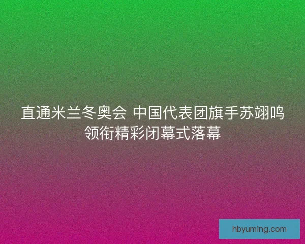直通米兰冬奥会 中国代表团旗手苏翊鸣领衔精彩闭幕式落幕